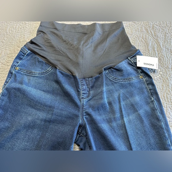 Sonoma Maternity Dark Wash Full Coverage Belly Band Jeggings NWT Size Ma… - Picture 7 of 13